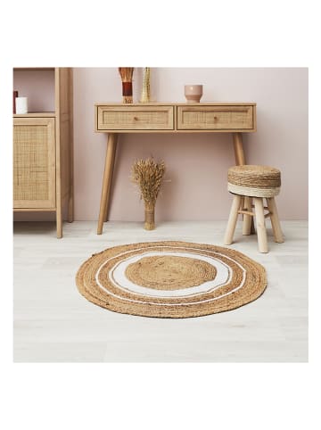 Ethnical Life Jute tapijt beige - Ø 90 cm