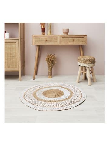 THE HOME DECO FACTORY Dywan w kolorze beżowo-kremowym z juty - Ø 90 cm