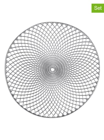 Zeller 6-delige set: placemats "Mandala" zilverkleurig - Ø 38 cm