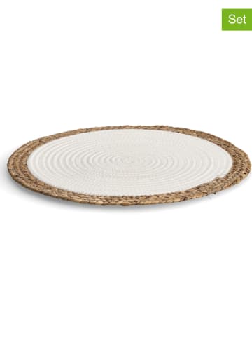 Zeller 4-delige set: placemats "Boho Kitchen" naturel/wit - Ø 38 cm