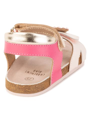 Carrément beau Skórzane sandały w kolorze kremowo-różowym
