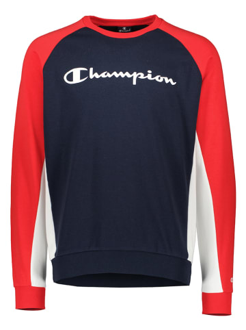 Champion Sweatshirt in Dunkelblau/ Rot/ Weiß