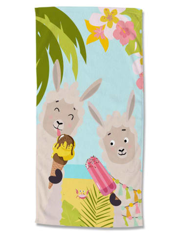 Good Morning Ręcznik plażowy "Happy lamas" ze wzorem