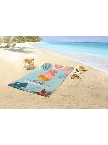 Good Morning Ręcznik plażowy "Hello summer" w kolorze błękitno-pomarańczowym