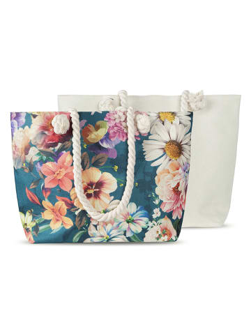 Descanso Strandtasche "Novara" in Blau/ Bunt - (B)60 x (H)43 cm