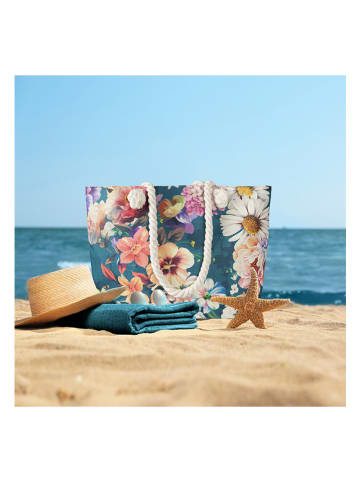 Descanso Strandtasche "Novara" in Blau/ Bunt - (B)60 x (H)43 cm