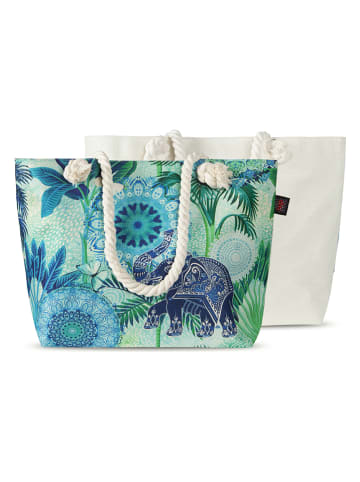 Hip Strandtas "Isara" blauw/groen - (L)60 x (B)43 cm