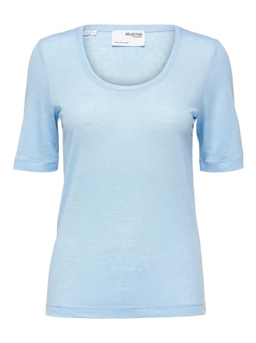 SELECTED FEMME Koszulka lniana "Linda" w kolorze błękitnym