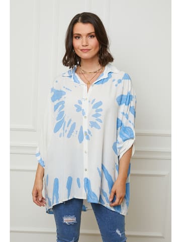 Curvy Lady Tuniek lichtblauw/wit