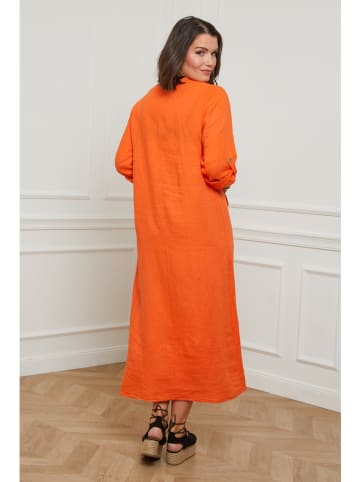 Curvy Lady Lniana sukienka w kolorze pomarańczowym