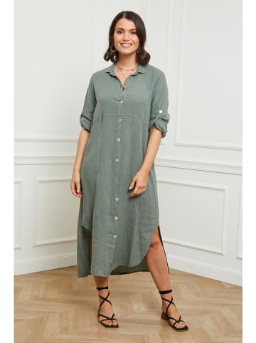 Curvy Lady Leinen-Kleid in Khaki