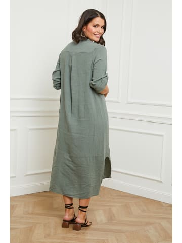 Curvy Lady Leinen-Kleid in Khaki