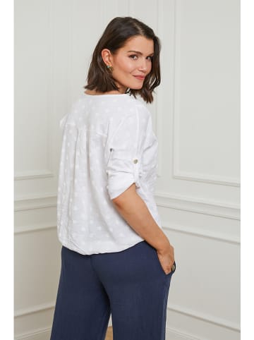 Curvy Lady Leinen-Bluse in Weiß