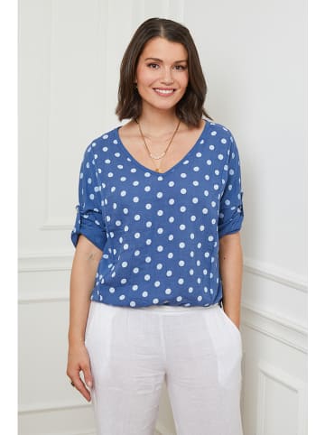 Curvy Lady Linnen blouse blauw