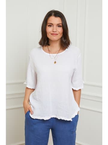 Curvy Lady Lniana koszulka w kolorze białym