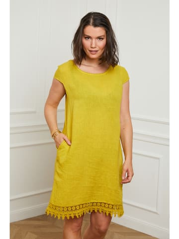 Curvy Lady Leinen-Kleid in Gelb