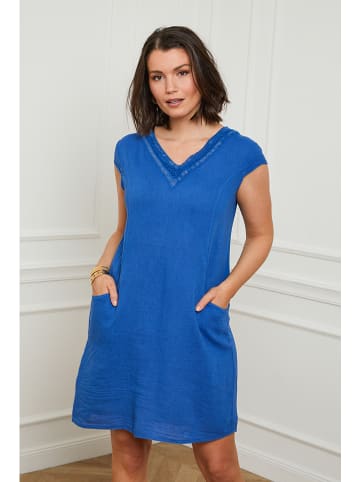 Curvy Lady Leinen-Kleid in Blau