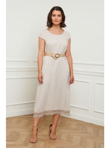 Curvy Lady Leinen-Kleid in Beige