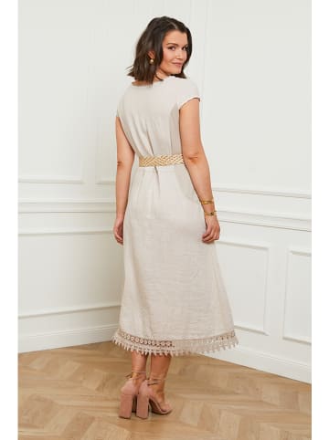Curvy Lady Leinen-Kleid in Beige