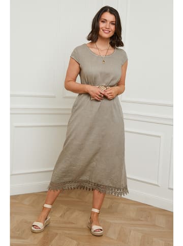 Curvy Lady Leinen-Kleid in Taupe