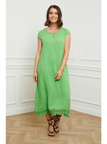 Curvy Lady Lniana sukienka w kolorze zielonym