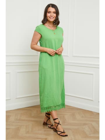 Curvy Lady Lniana sukienka w kolorze zielonym