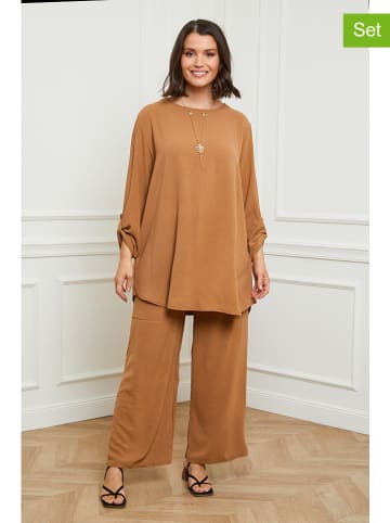 Curvy Lady 2-delige outfit camel