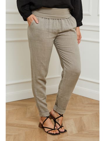 Curvy Lady Linnen broek "Provence" taupe