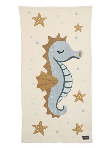 roommate Webteppich "Sea horse"  in Creme/ Hellblau - (L)140 x B(70) cm