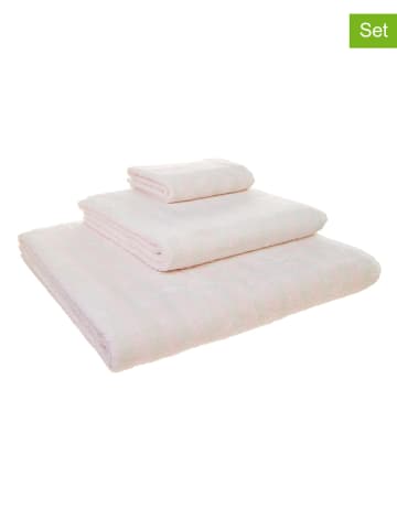 avance 3-delige premium handdoekenset lichtroze/wit