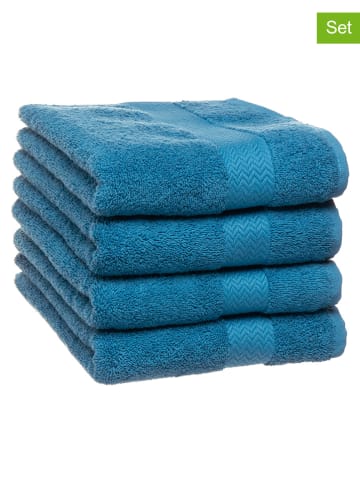 Avance 4-delige set: handdoeken blauw - (L)90 x (B)50 cm
