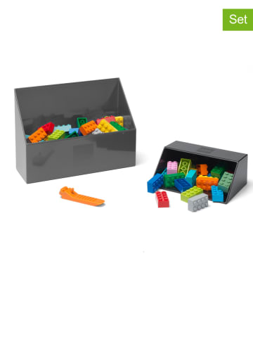LEGO 2tlg. Set: Bausteine-Aufbewahrungsboxen in Anthrazit/ Schwarz