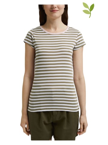 ESPRIT Shirt in Khaki/ Weiß