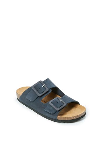 Mandel Leren slippers donkerblauw