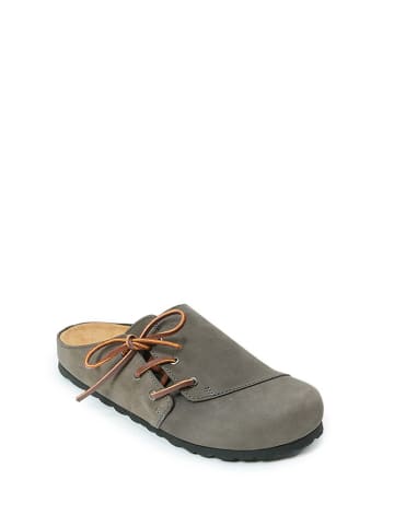 Mandel Leren clogs grijs