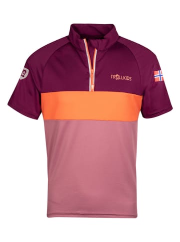 Trollkids Koszulka sportowa "Trondheim" w kolorze jasnoróżowo-fioletowym