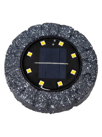 STAR Trading 2er-Set: LED-Solar-Bodenstecker "Lawnlight" in Schwarz - Ø 11 cm