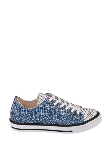 Streetfly Sneakersy w kolorze niebiesko-białym ze wzorem