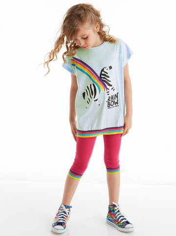 Deno Kids 2tlg. Outfit "Rainbow Zebra" in Hellblau/ Pink