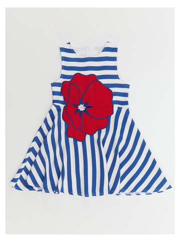 Denokids Sukienka "Poppy" w kolorze niebiesko-białym