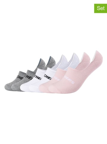 Skechers Skarpety-stopki (6 par) w kolorze szarym, jasnoróżowym i białym