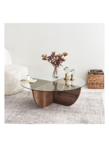 Evila Couchtisch in Walnuss - (H)40 x Ø 90 cm