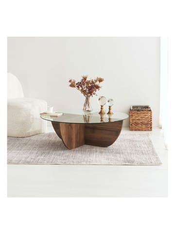 Evila Couchtisch in Walnuss - (H)40 x Ø 90 cm