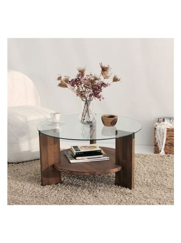 Evila Couchtisch "Mondo" in Walnuss - (H)40 x Ø 75 cm