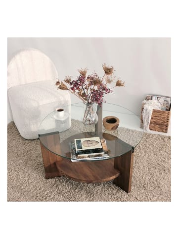 Evila Couchtisch "Mondo" in Walnuss - (H)40 x Ø 75 cm