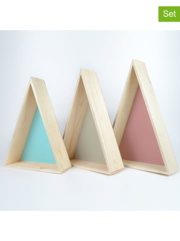 Woody Kids Półki (3 szt.) "Triangle" w kolorze błękitno-jasnobrązowym