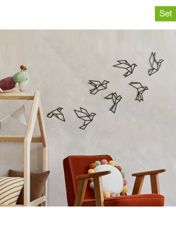 Woody Kids 7tlg. Wanddekor-Set "Birds" in Schwarz