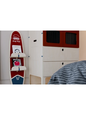 Woody Kid Store Wandmeubel "Surf" rood/blauw - (B)27 x (H)98 x (D)12 cm