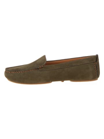 Comfortfusse Leder-Mokassins in Khaki