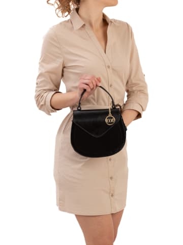Mia Tomazzi Leder-Henkeltasche in Schwarz - (B)21 x (H)18 x (T)6 cm